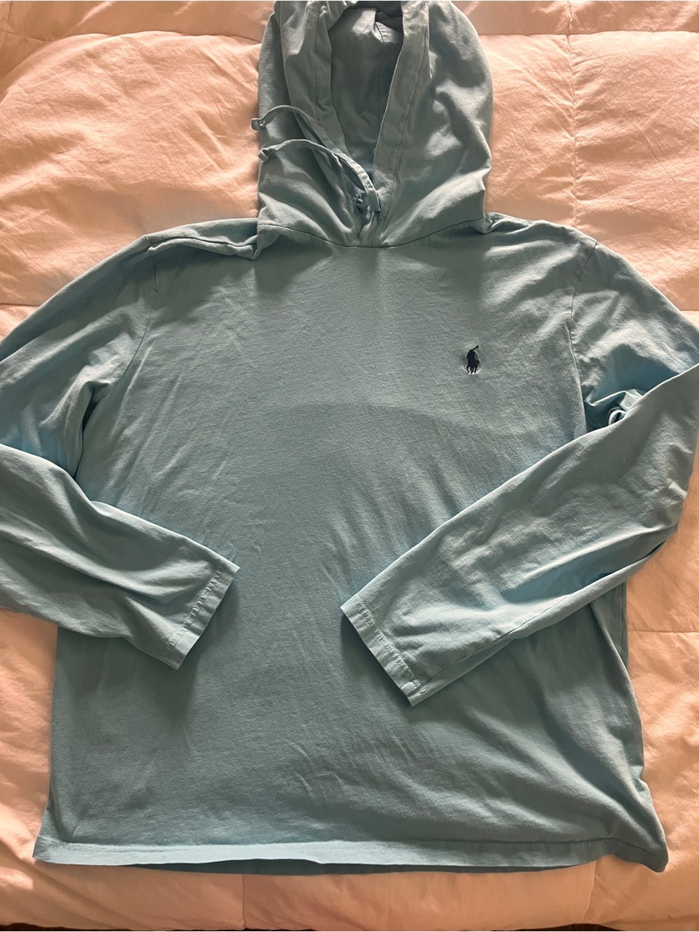 Polo by Ralph Lauren Men’s Sky Blue Hooded Long-Sleeve Tee